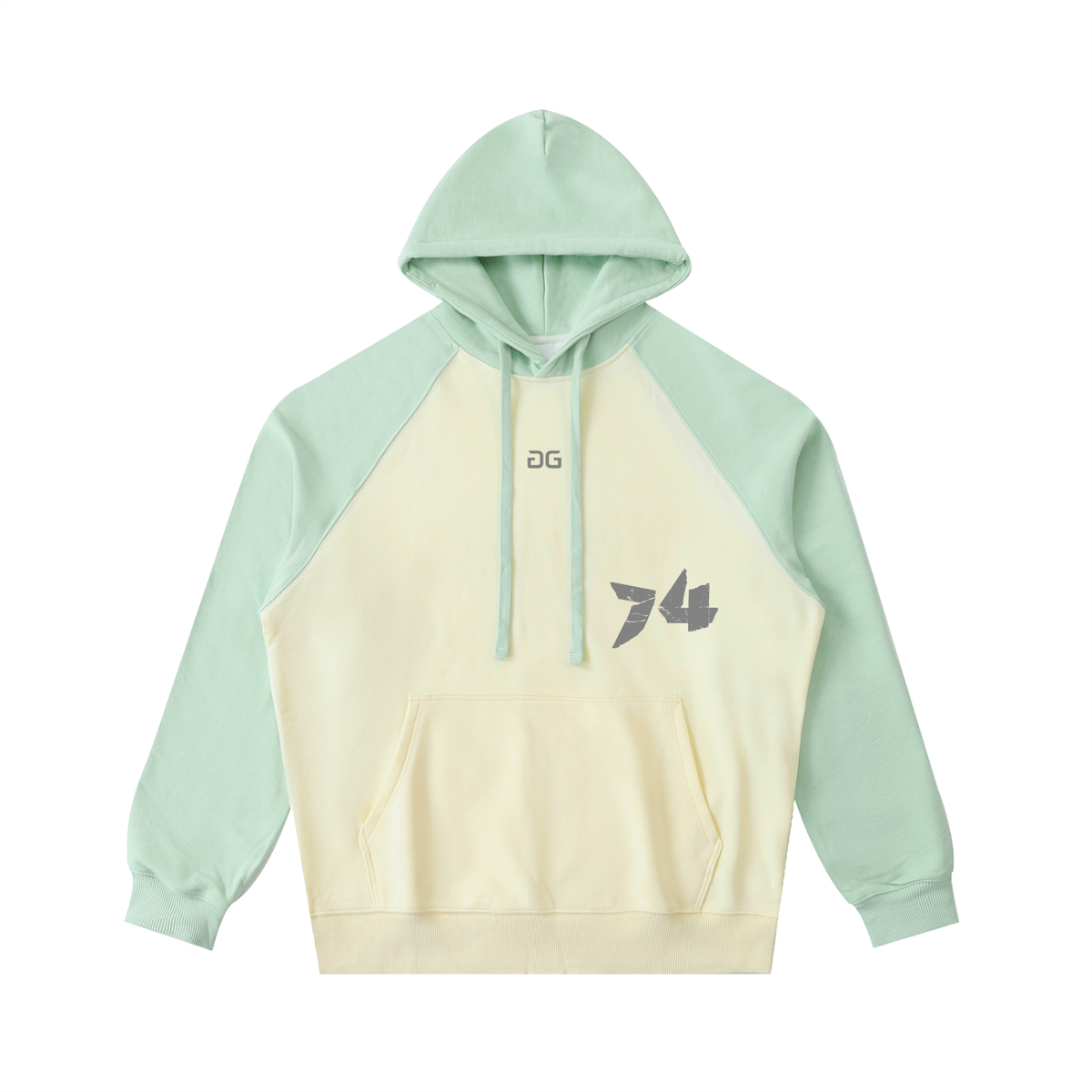 RAGLAN HOODIE APRICOT/GREEN FRONT – GRAVE / GENTO