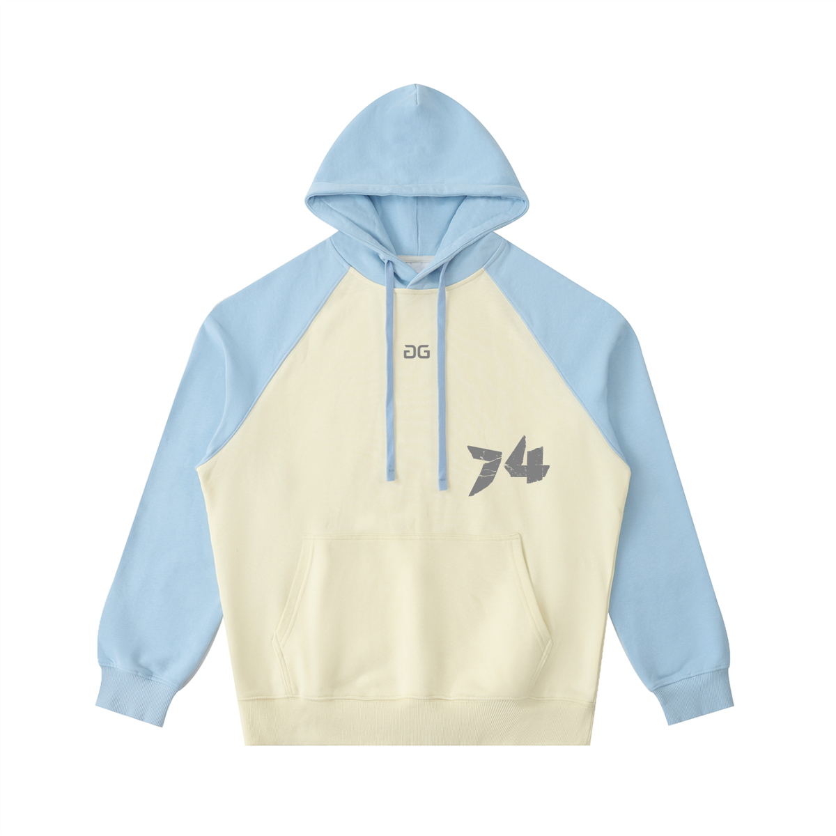 RAGLAN HOODIE APRICOT/BLEU FRONT – GRAVE / GENTO