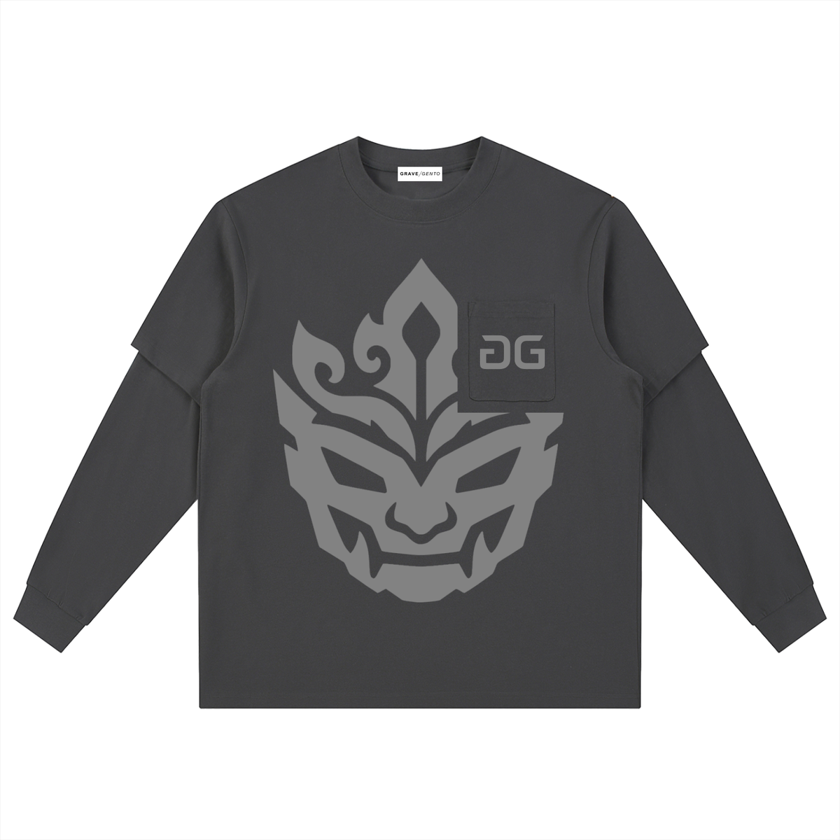 BATIK RAW LONGSLEEVE GRAY FRONT – GRAVE / GENTO