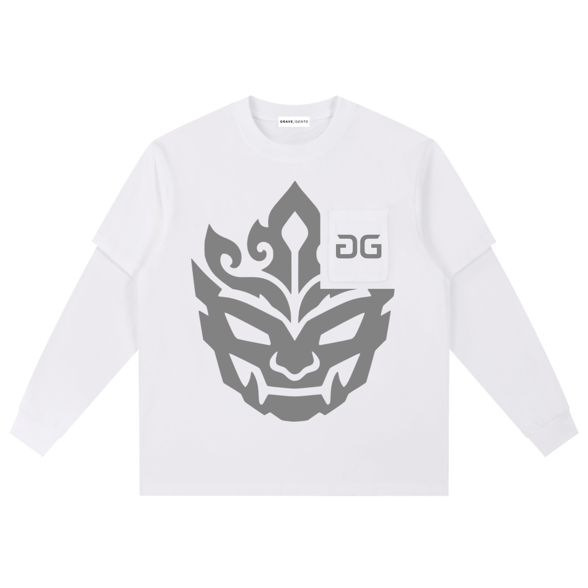 BATIK RAW LONGSLEEVE WHITE FRONT – GRAVE / GENTO